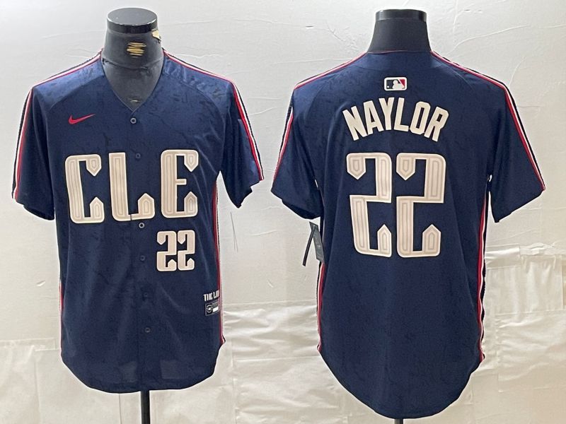 Men Cleveland Indians #22 Naylor Blue City Edition Nike 2024 MLB Jersey style 10->cleveland indians->MLB Jersey